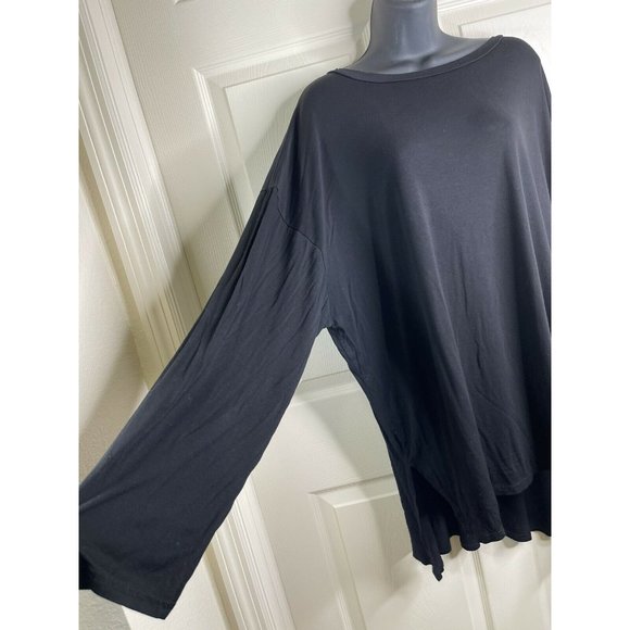 Shein Curve Top Womens Plus Size 3XL Solid Black Long Sleeve Hi Lo Shirt - Picture 7 of 9